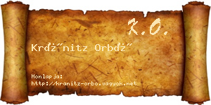 Kránitz Orbó névjegykártya